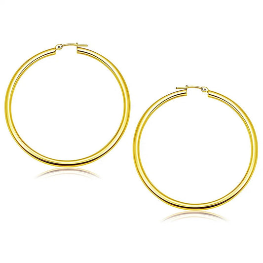 Essential Polished Hoop Earrings in Yellow Gold (3x50mm)