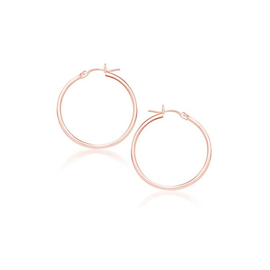 Essential Polished Hoop Earrings in Rose Gold (2x25mm)