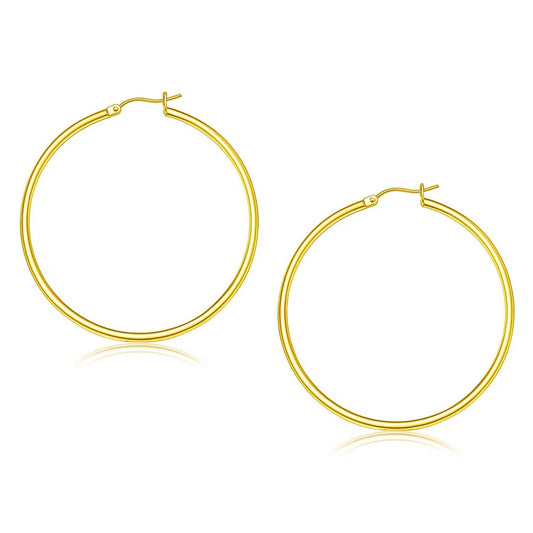 Essential Polished Hoop Earrings in Yellow Gold (2x45mm)