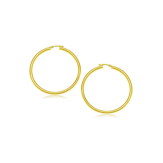 Essential Polished Hoop Earrings in Yellow Gold (3x20mm)