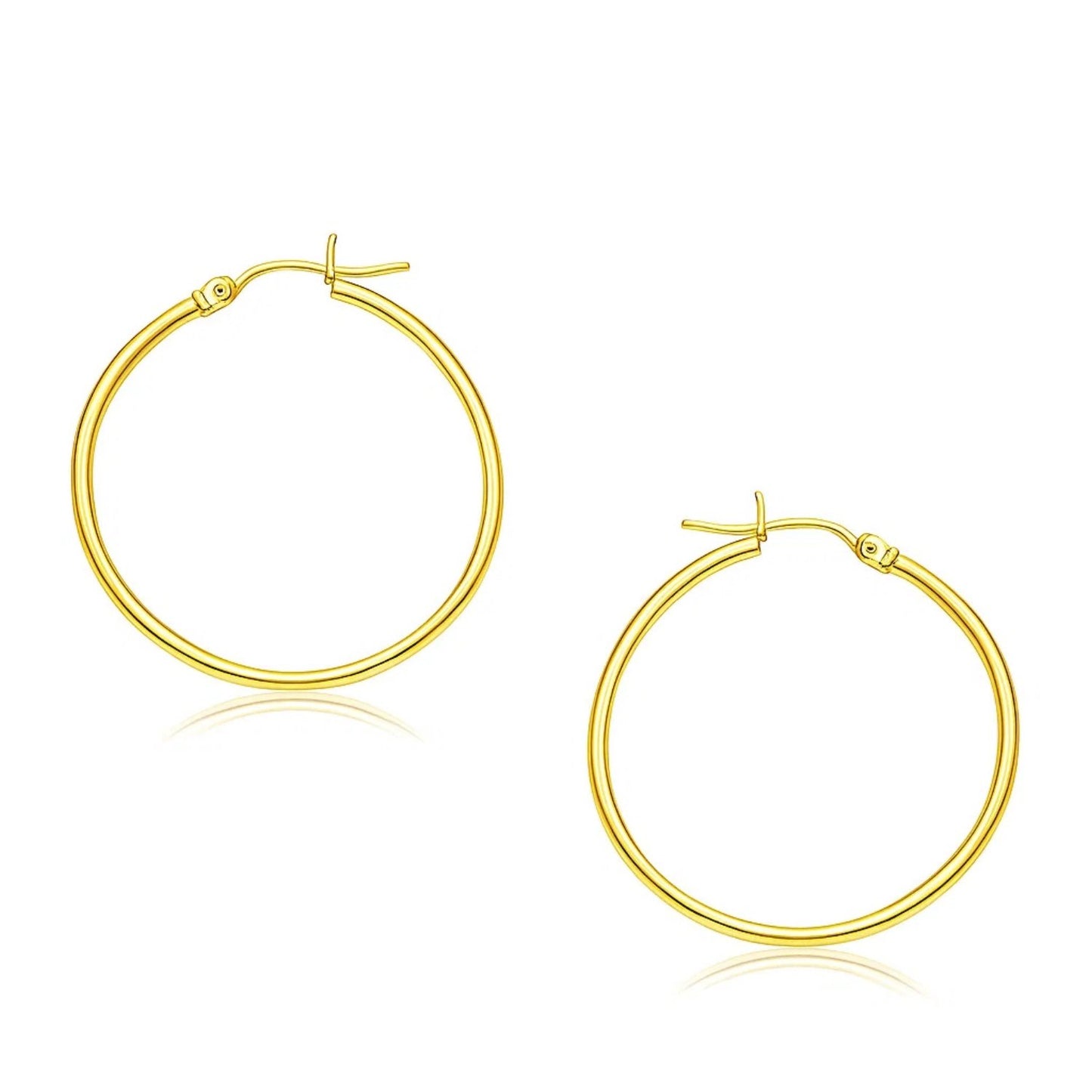 Essential Polished Hoop Earrings in Yellow Gold (2x30mm)