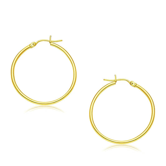 Essential Polished Hoop Earrings in Yellow Gold (2x30mm)