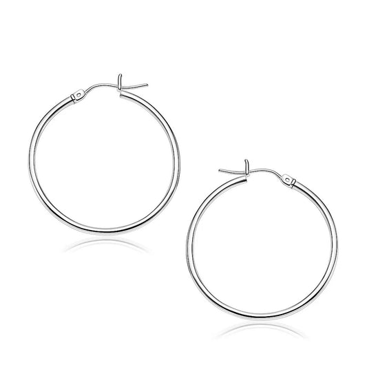 Essential Polished Hoop Earrings in White Gold (2x30mm)