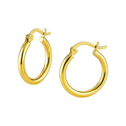 Essential Polished Hoop Earrings in Yellow Gold (2x15mm)
