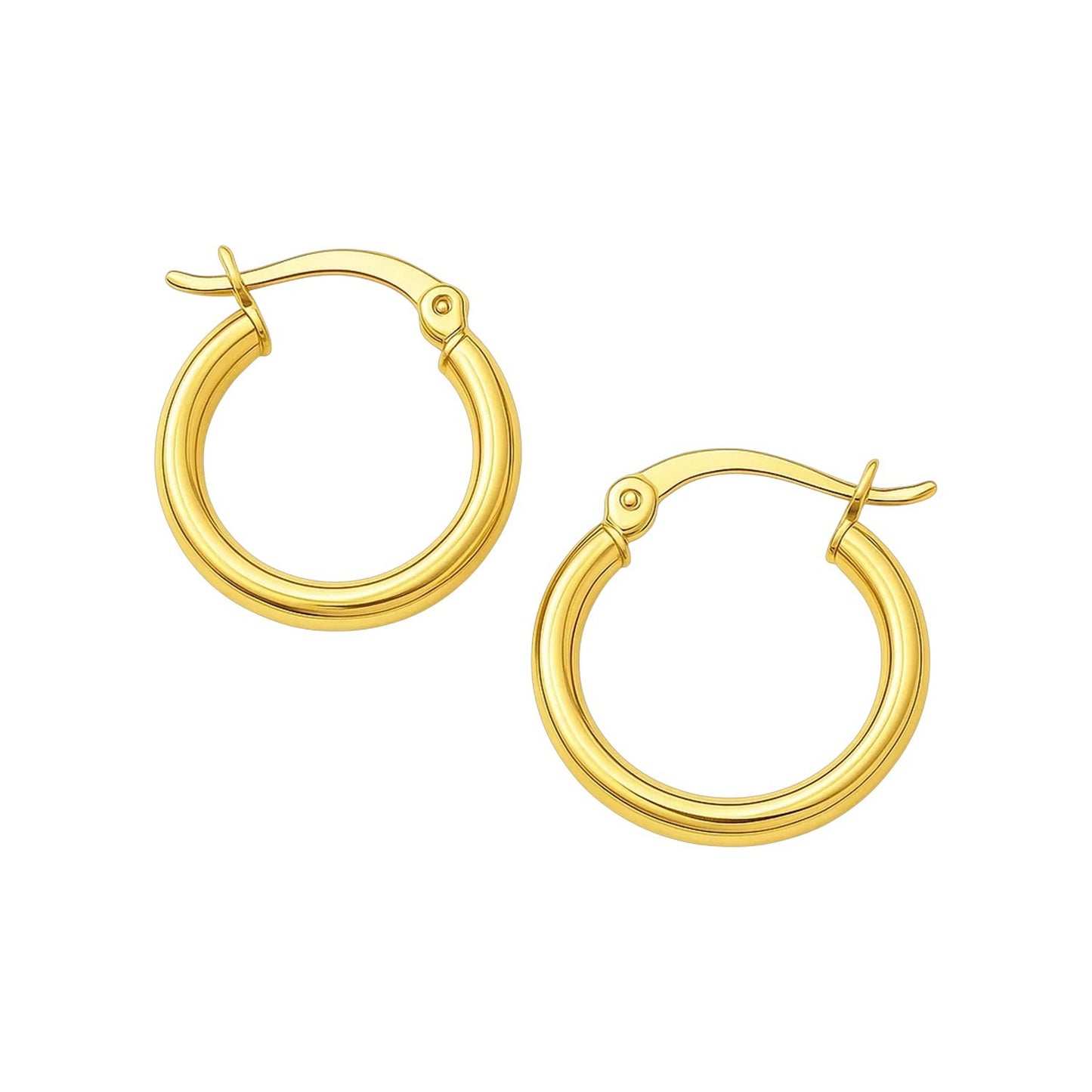 Essential Polished Hoop Earrings in Yellow Gold (2x15mm)