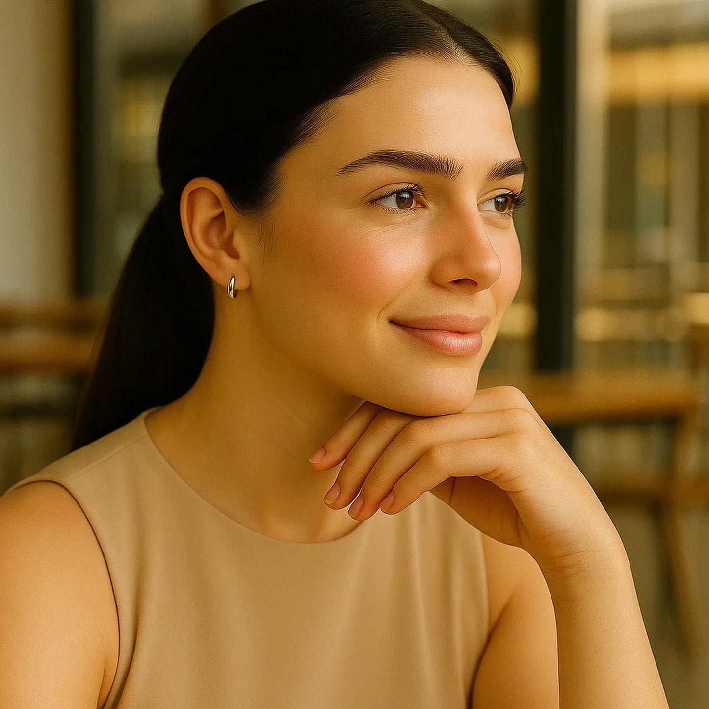 Essential Polished Hoop Earrings in Yellow Gold (2x15mm)
