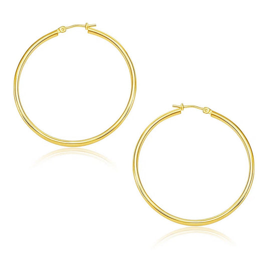 Essential Polished Hoop Earrings in Yellow Gold (1.5x30mm)