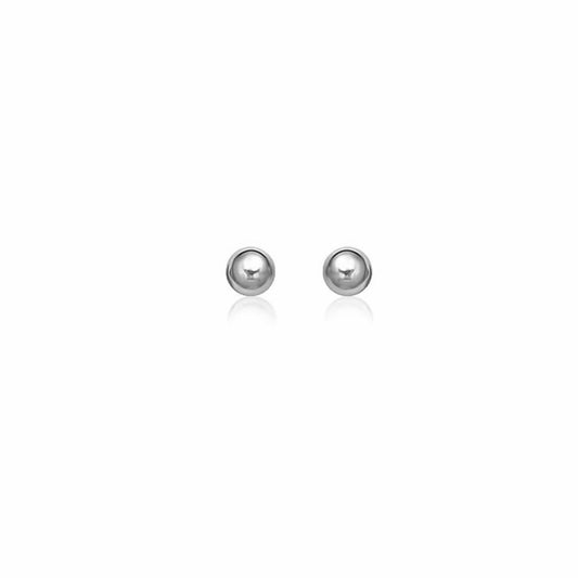 Essential Polished Ball Studs in White Gold (5mm)