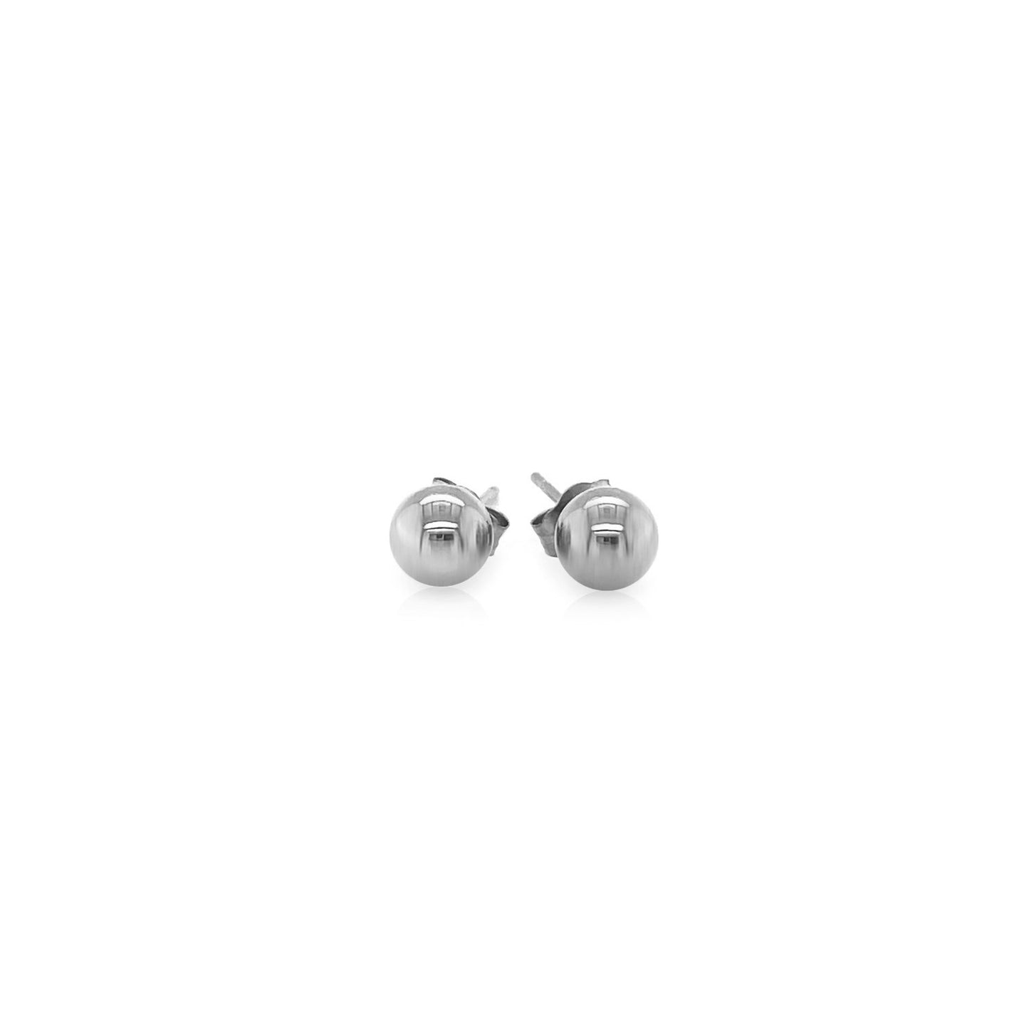 Essential Polished Ball Studs in White Gold (5mm)