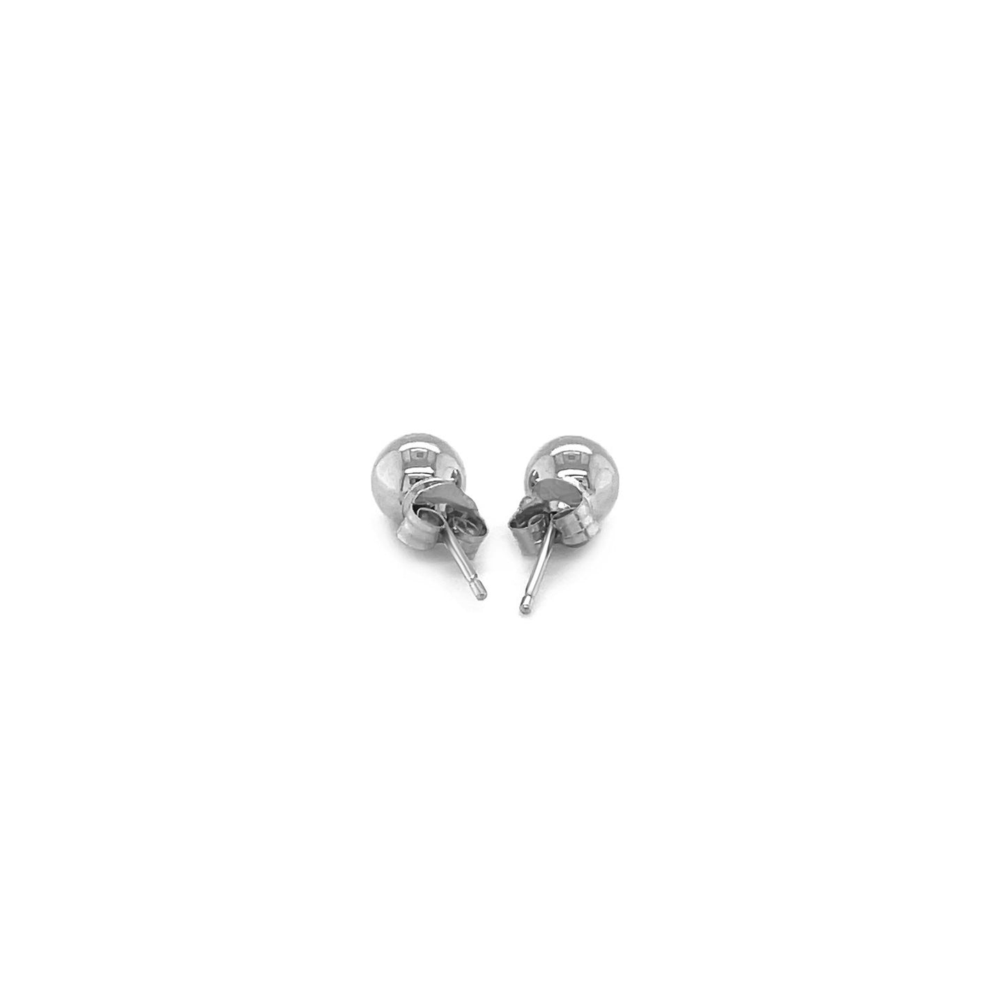 Essential Polished Ball Studs in White Gold (5mm)