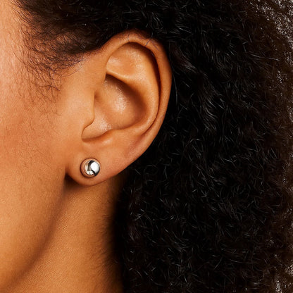 Essential Polished Ball Studs in White Gold (5mm)