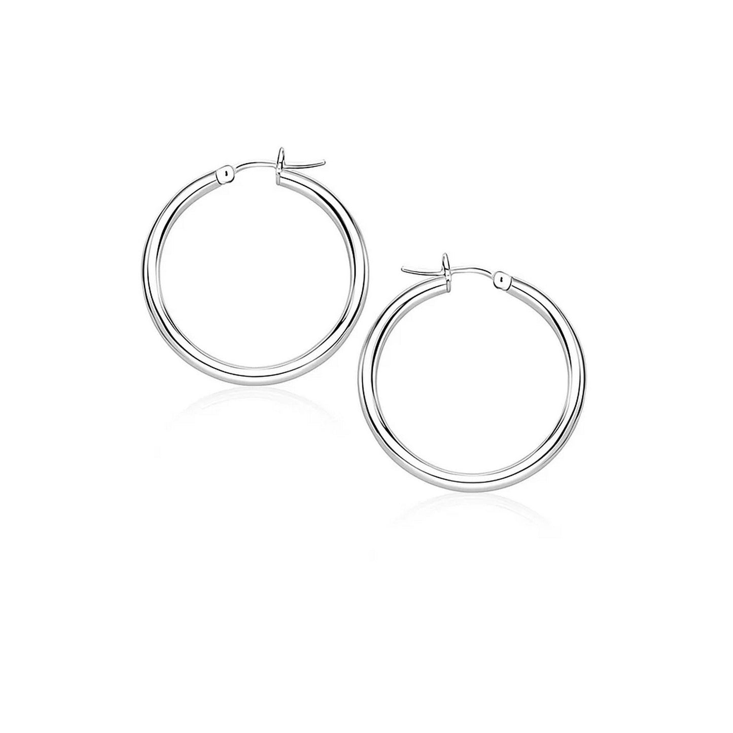 Essential Polished Hoop Earrings in White Gold (2x20mm)