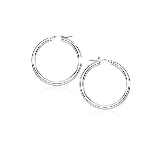 Essential Polished Hoop Earrings in White Gold (2x20mm)