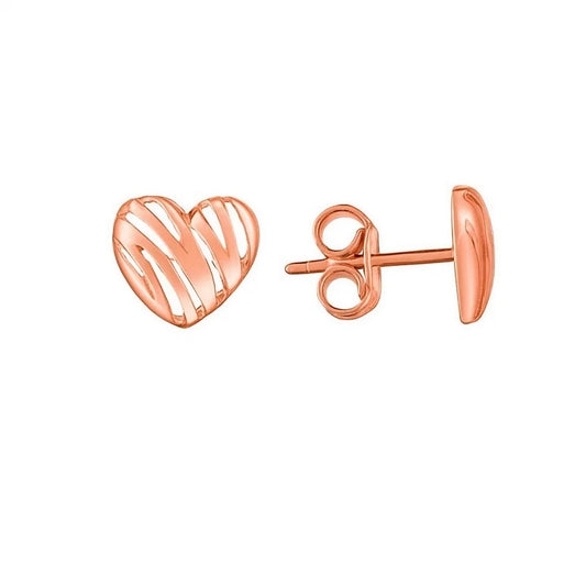 The Caligraphy Heart Studs (In Rose Gold)