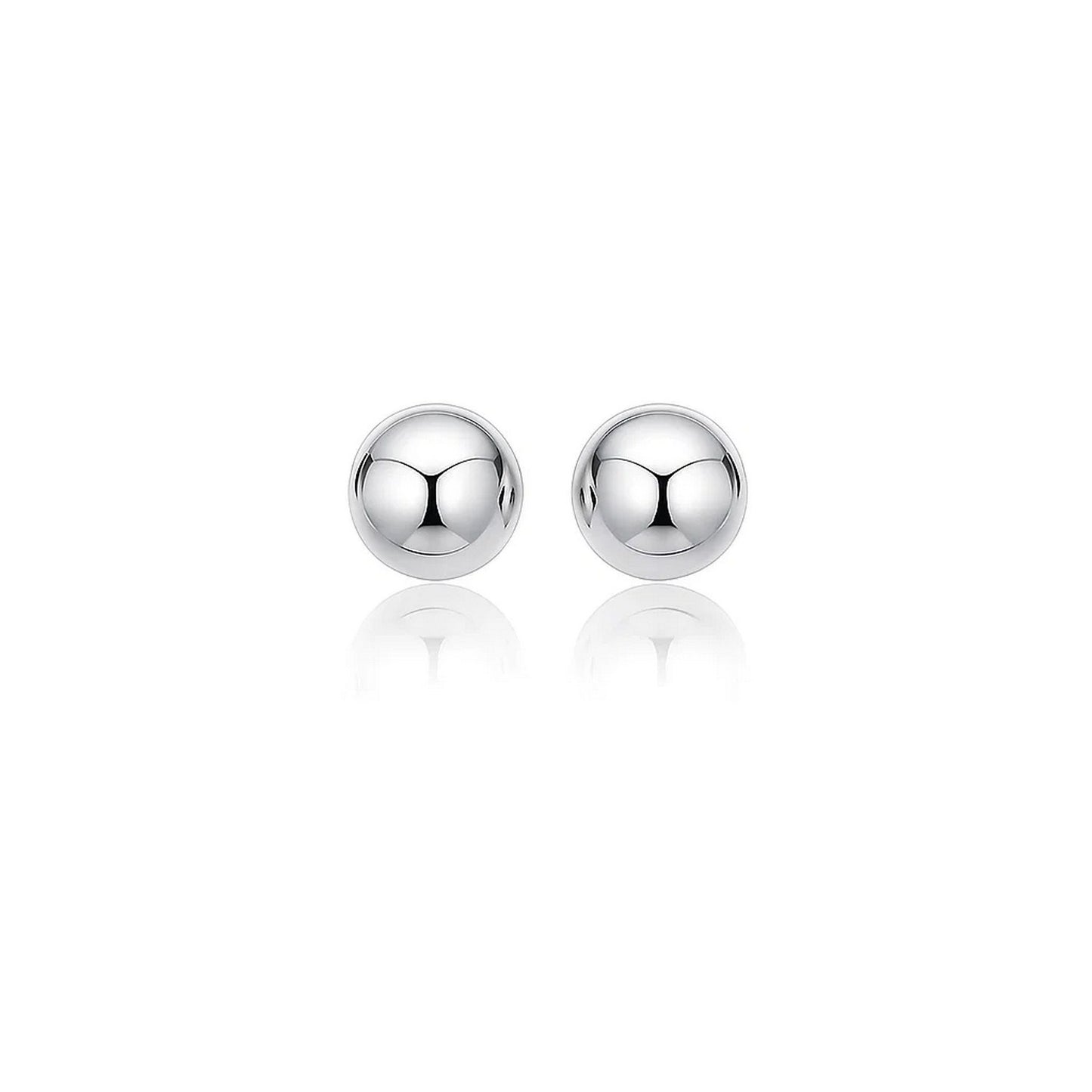 Essential Polished Ball Studs in White Gold (8mm)