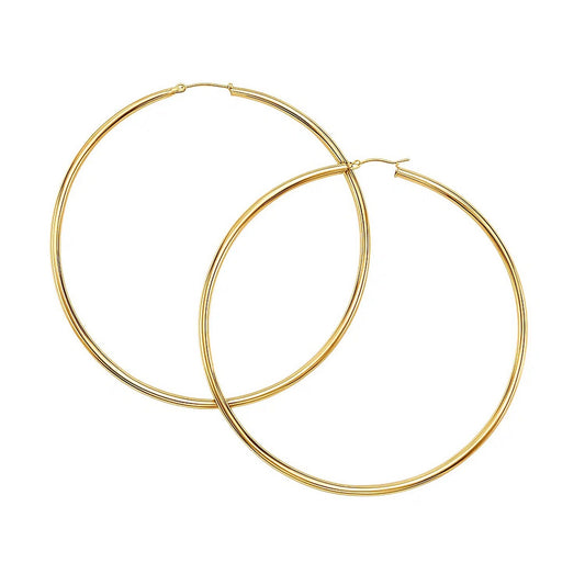Essential Polished Hoop Earrings in Yellow Gold (2x70mm)