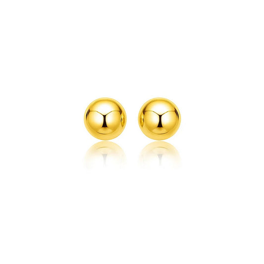 Essential Polished Ball Studs in Yellow Gold (8mm)