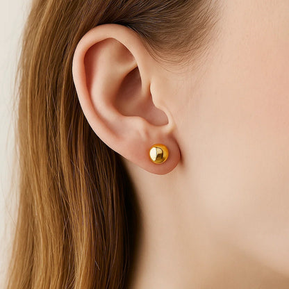 Essential Polished Ball Studs in Yellow Gold (8mm)
