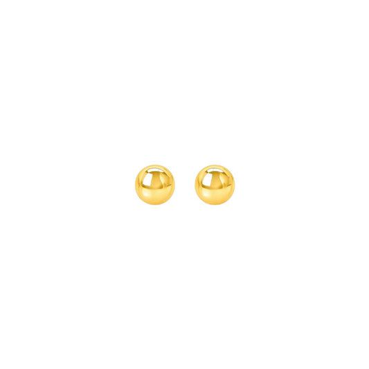 Essential Polished Ball Studs in Yellow Gold (6mm)