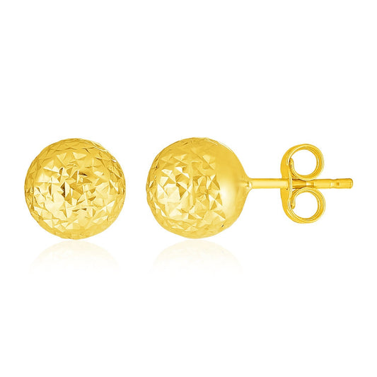 Essential Diamond-Cut Ball Studs in Yellow Gold (7mm)