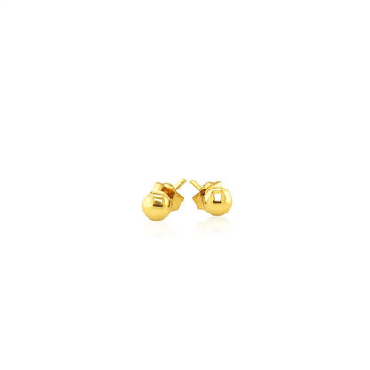 Essential Polished Ball Studs in Yellow Gold (4mm)