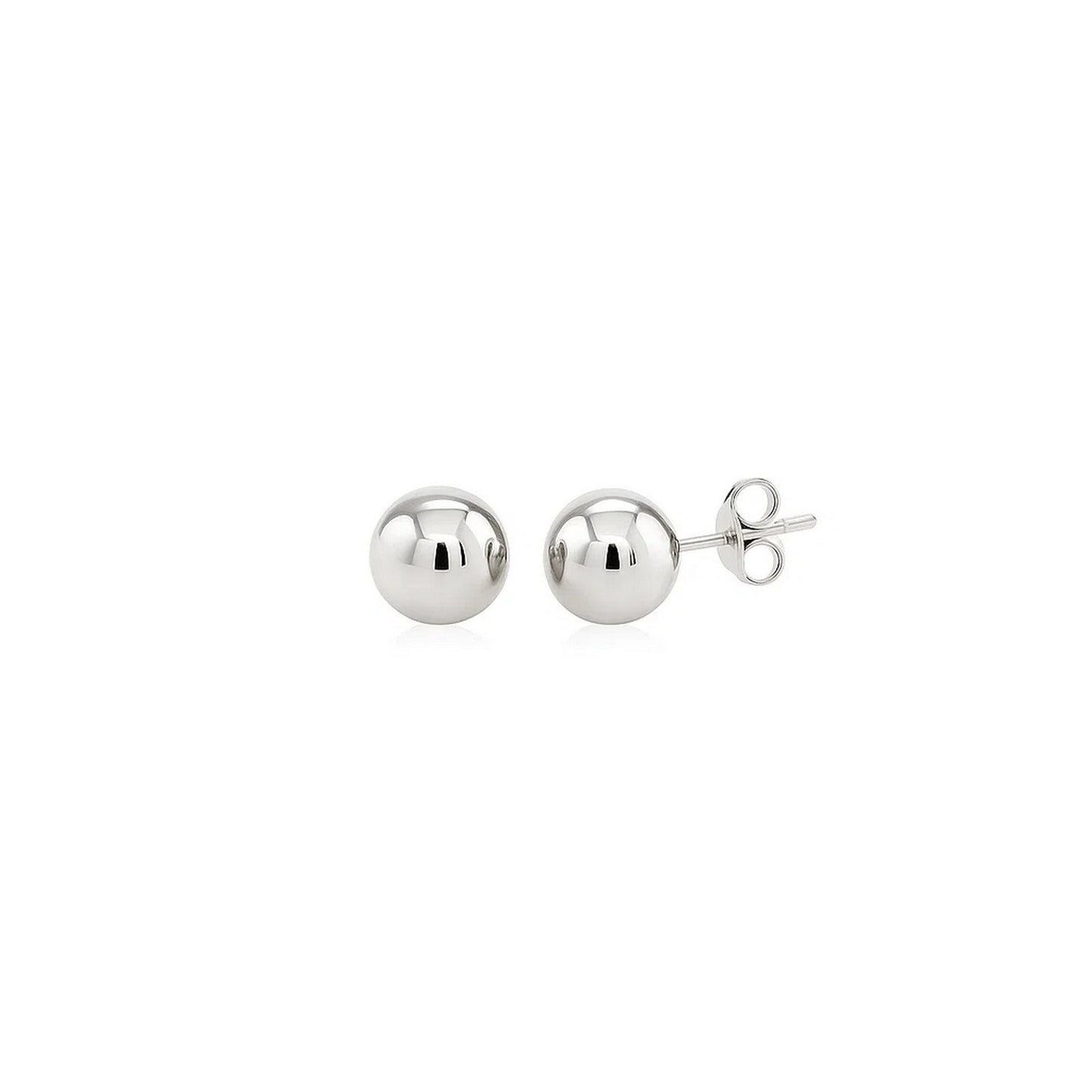 Essential Polished Ball Studs in White Gold (7mm)