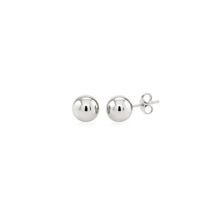 Essential Polished Ball Studs in White Gold (7mm)