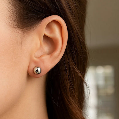 Essential Polished Ball Studs in White Gold (7mm)