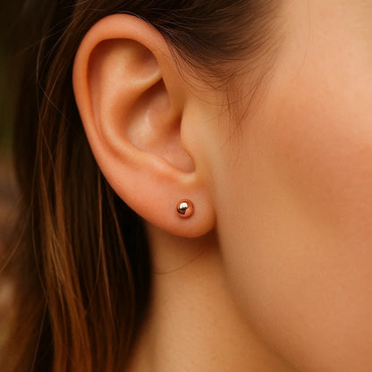 Essential Polished Ball Studs in Rose Gold (3mm)