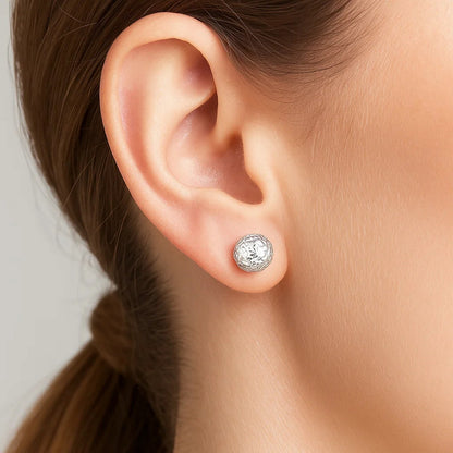 Diamond-Cut Ball Studs in White Gold (7mm)