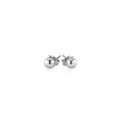 Essential Polished Ball Studs in White Gold (4mm)