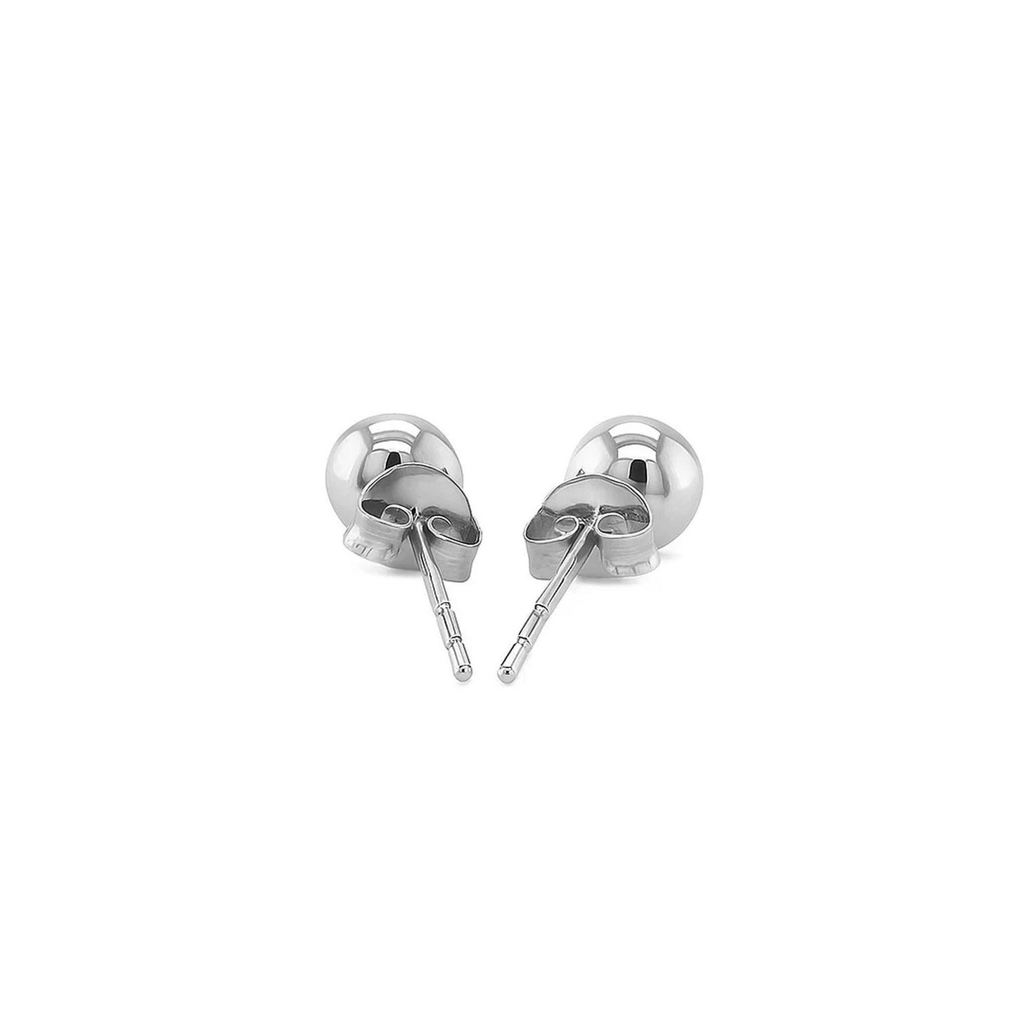 Essential Polished Ball Studs in White Gold (4mm)