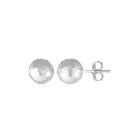 Essential Geometric Facet Ball Studs in White Gold (5mm)