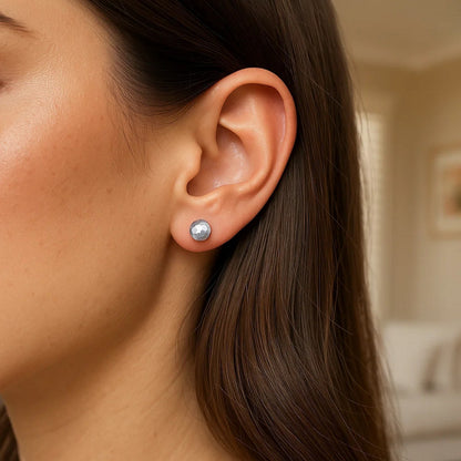 Essential Geometric Facet Ball Studs in White Gold (5mm)