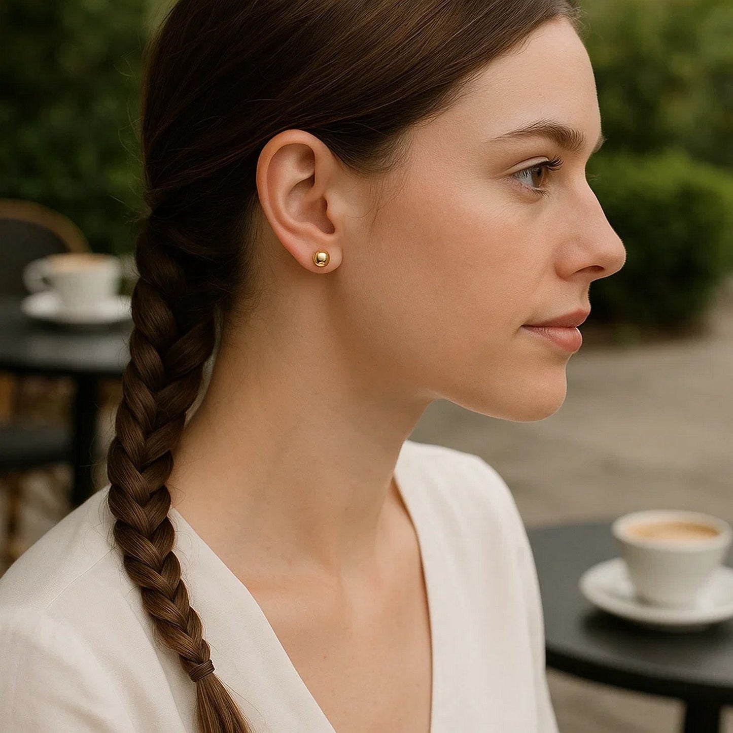 Essential Polished Ball Studs in Yellow Gold (5mm)