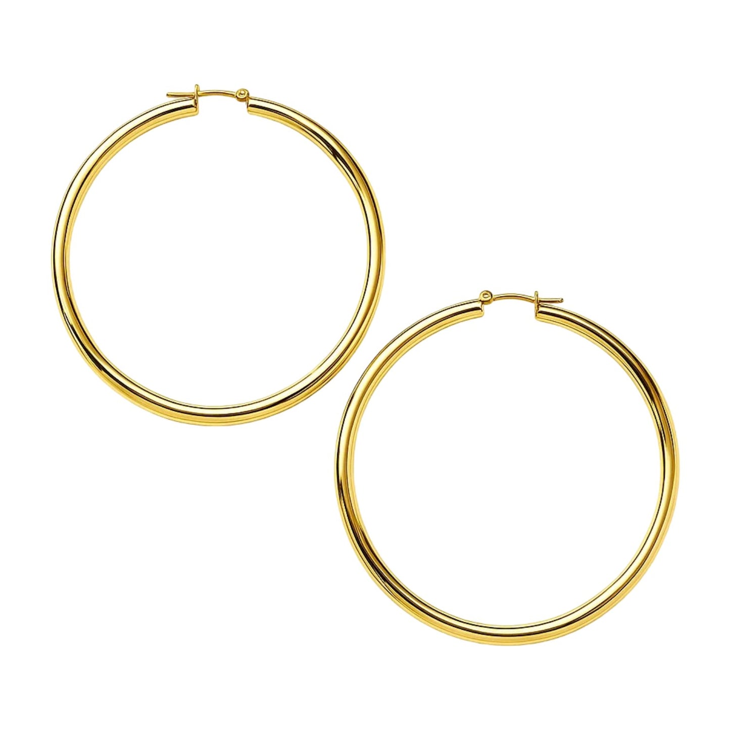 Essential Polished Hoop Earrings in Yellow Gold (2x60mm)