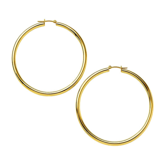 Essential Polished Hoop Earrings in Yellow Gold (2x60mm)
