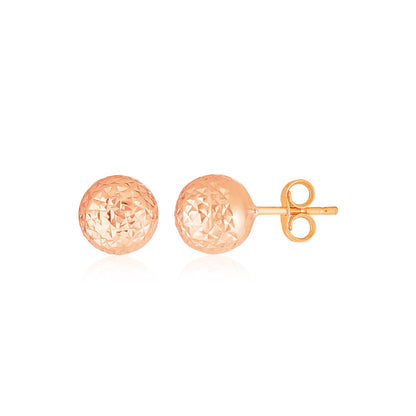 Diamond-Cut Ball Studs in Rose Gold (5mm)