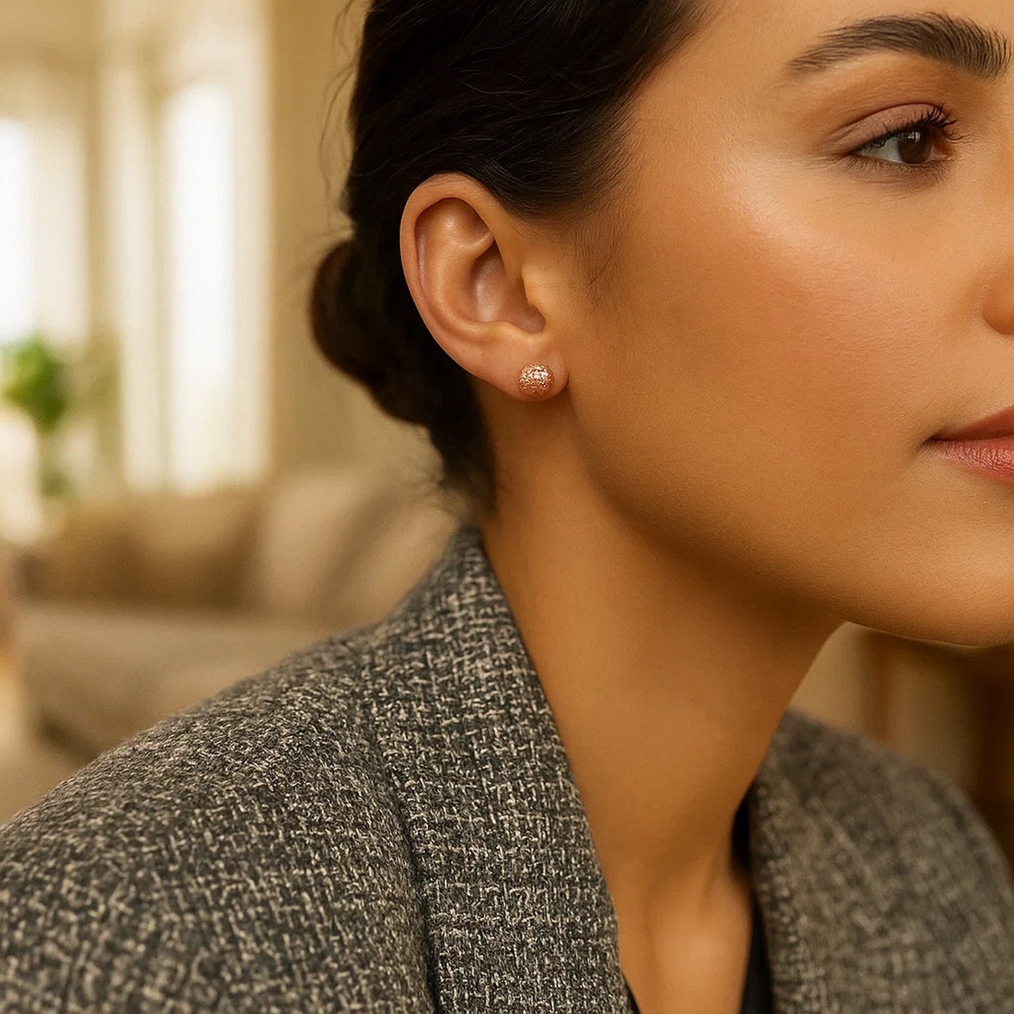 Diamond-Cut Ball Studs in Rose Gold (5mm)