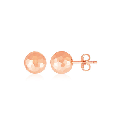 Geometric Facet Ball Studs in Rose Gold (5mm)