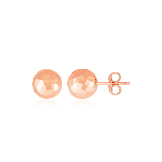 Essential Geometric Facet Ball Studs in Rose Gold (5mm)