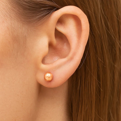 Geometric Facet Ball Studs in Rose Gold (5mm)