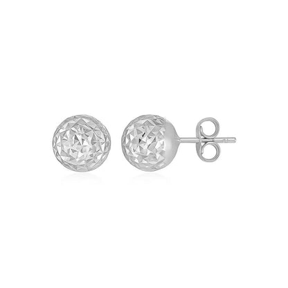 Diamond-Cut Ball Studs in White Gold (5mm)