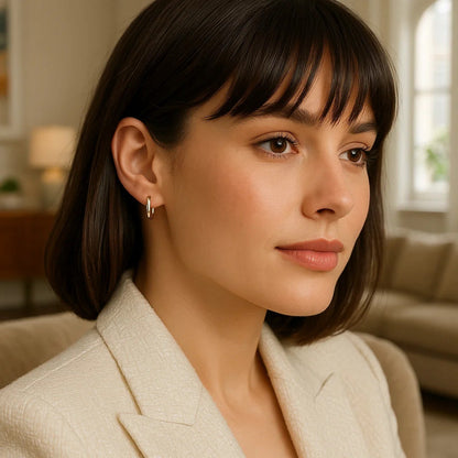 Essential Polished Huggie Hoop Earrings in Rose Gold (1.3x11.5mm)