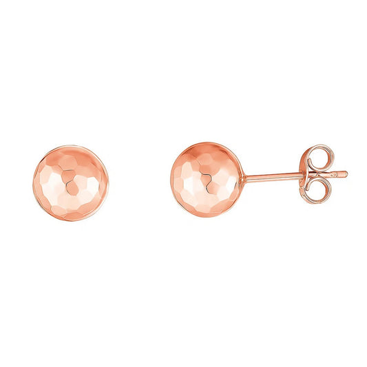 Essential Geometric Facet Ball Studs in Rose Gold (7mm)