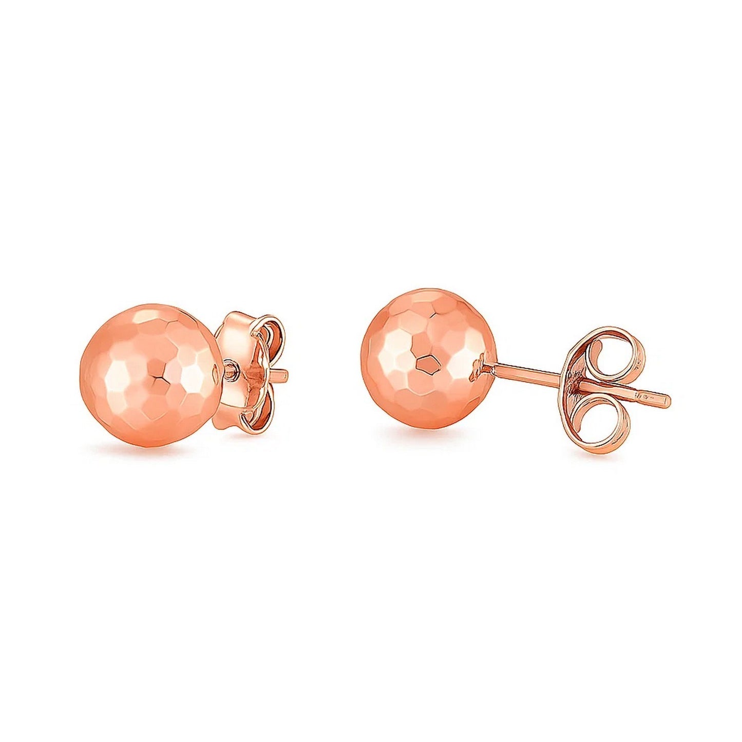 Geometric Facet Ball Studs in Rose Gold (7mm)