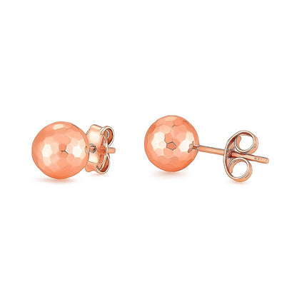Geometric Facet Ball Studs in Rose Gold (7mm)