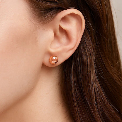 Geometric Facet Ball Studs in Rose Gold (7mm)