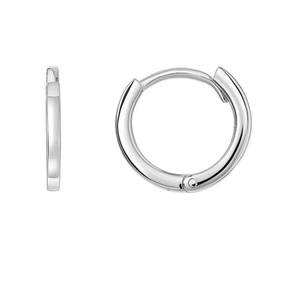 Essential Polished Huggie Hoop Earrings in White Gold (1.3x11.5mm)