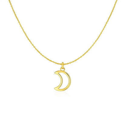 Open Crescent Moon Pendant Necklace (18 inch)